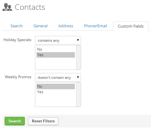 Use "doesn't contain any" to find default values.