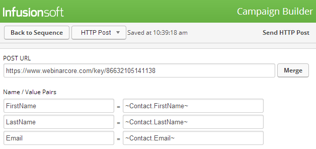 Your HTTP Post won't work unless you add FirstName, LastName, and Email!